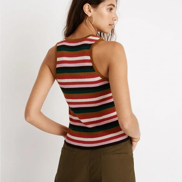 Madewell Multicolor Rainbow Striped Bayford Sweater Tank - Picture 2 of 8